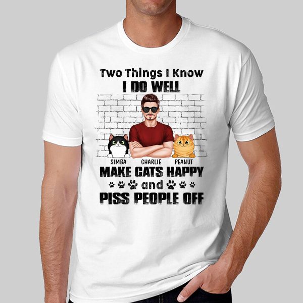 Two Things I Do Well Cat Dad Personalized Shirt For Sale - Image 2