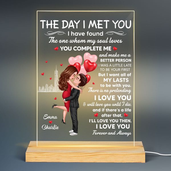 Hugging Couple I Met You Personalized LED Night Light, Acrylic LED Lamp Online Hot Sale - Image 2