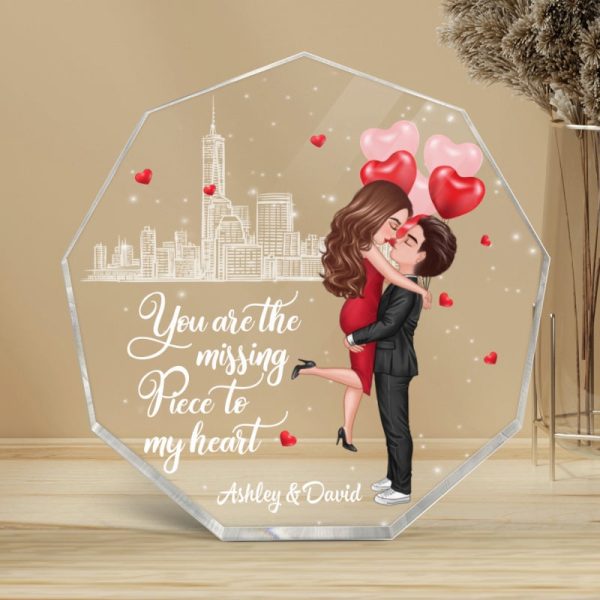 The Missing Piece To My Heart Personalized Nonagon Acrylic Plaque - Valentine‘s Day Gift For Him, Gift For Her Supply - Image 5