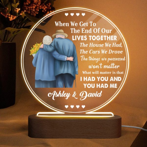 Old Couple Back View When We Get Old Personalized Circle Acrylic Plaque With LED Night Light Cheap - Image 4