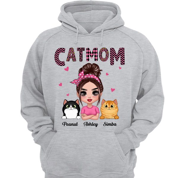 Doll Cat Mom Pink Pattern Gift For Cat Lovers Personalized Shirt Supply - Image 3