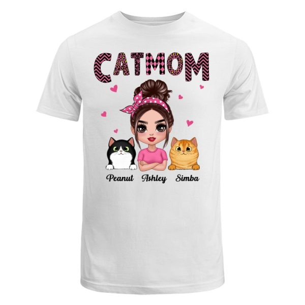 Doll Cat Mom Pink Pattern Gift For Cat Lovers Personalized Shirt Supply - Image 5