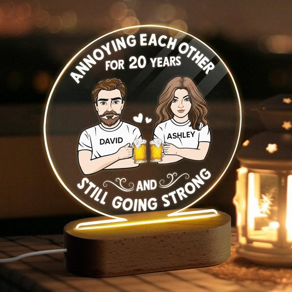 Annoying Each Other Couple Drinking Personalized Circle Acrylic Plaque With LED Night Light - Valentine‘s Day Gift - Anniversary Gift For Couple - Gift For Him - Gift For Her Supply - Image 3