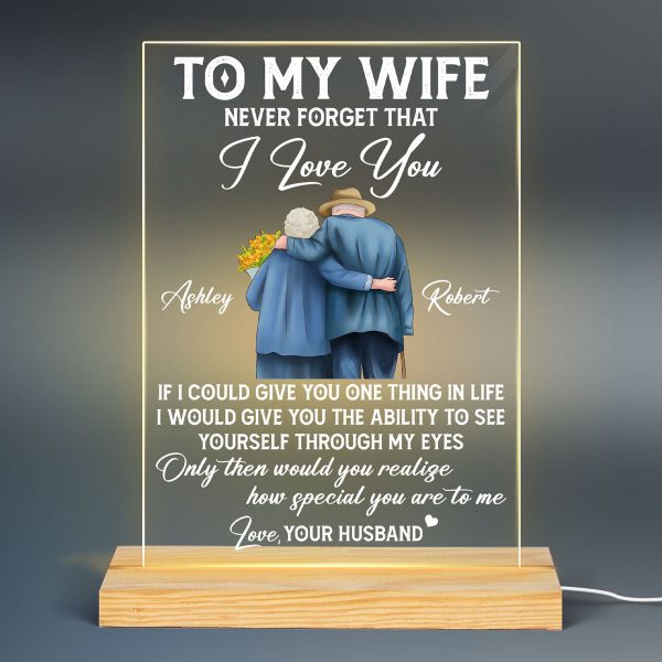 Never Forget That I Love You Couple Personalized LED Night Light, Acrylic LED Lamp Online now - Image 2