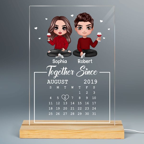 Doll Couple Sitting Together Since Personalized Acrylic Plaque LED Night Light - Anniversary Gift For Couple - Gift For Him Gift For Her For Cheap - Image 2