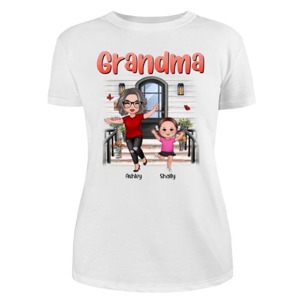 Happy Doll Grandma Grandkids Front Porch Personalized Shirt For Cheap - Image 5