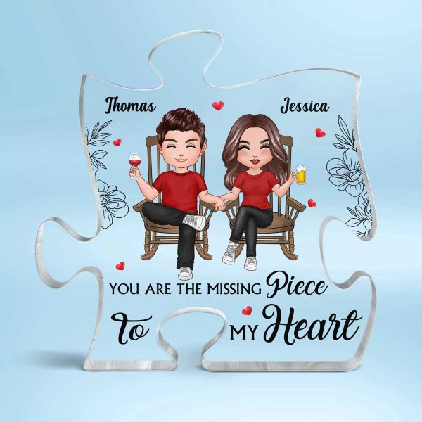 Doll Couple Sitting Front View Personalized Puzzle Acrylic Plaque - Gift For Him Gift For Her Online - Image 2