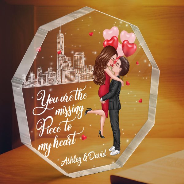 The Missing Piece To My Heart Personalized Nonagon Acrylic Plaque - Valentine‘s Day Gift For Him, Gift For Her Supply - Image 3
