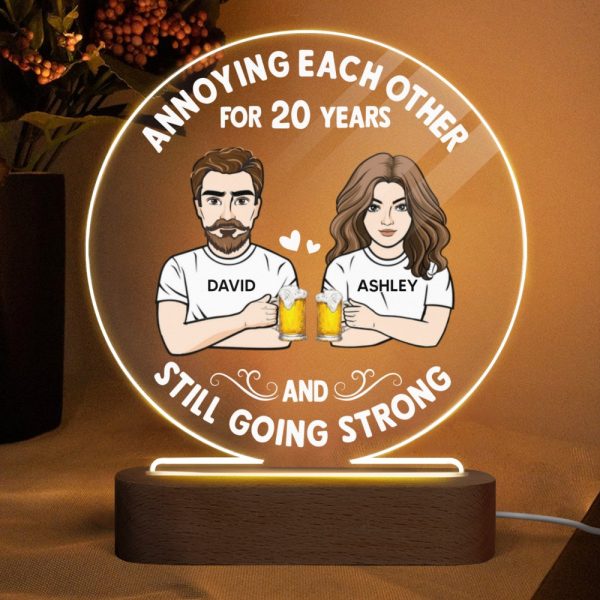 Annoying Each Other Couple Drinking Personalized Circle Acrylic Plaque With LED Night Light - Valentine‘s Day Gift - Anniversary Gift For Couple - Gift For Him - Gift For Her Supply - Image 4