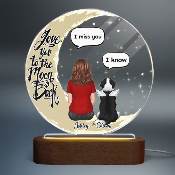 Love To The Moon Pet Memorial Personalized Circle Acrylic Plaque With LED Night Light - Sympathy Gift, Remembrance Keepsake For Pet Lover - Pet Loss Keepsake Online now - Image 2