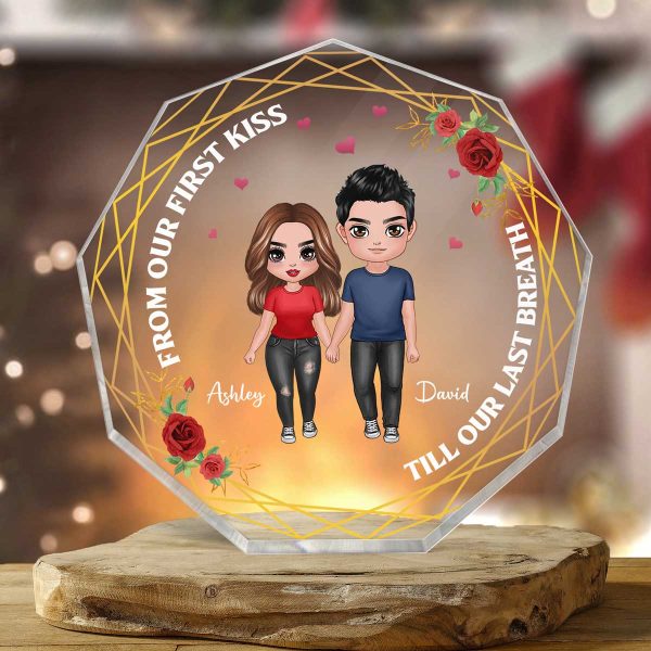 Doll Standing Couple Personalized Nonagon Acrylic Plaque - Gift For Him Gift For Her Fashion