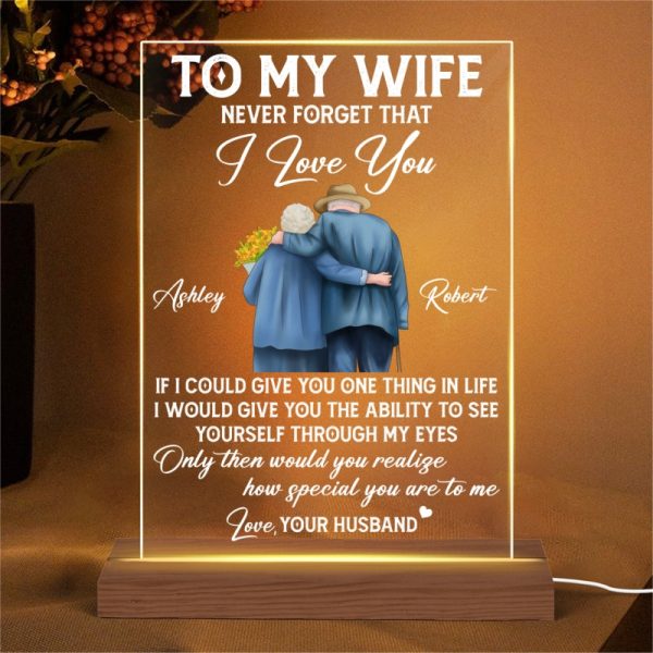 Never Forget That I Love You Couple Personalized LED Night Light, Acrylic LED Lamp Online now - Image 4