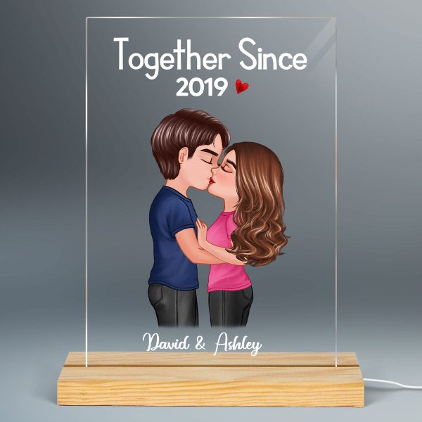 Doll Couple Kissing  Anniversary Gift For Him Gift For Her Personalized 7 Colors Plaque LED Night Light For Cheap - Image 3