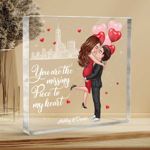 The Missing Piece To My Heart Personalized Acrylic Block Plaque - Valentine‘s Day Gift For Him, Gift For Her Cheap - Image 3