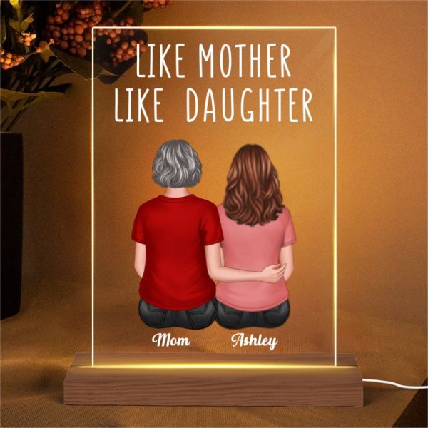 Back View Women Sitting Like Mother Like Daughter Personalized Rectangle Acrylic Plaque LED Lamp Night Light Hot on Sale - Image 4