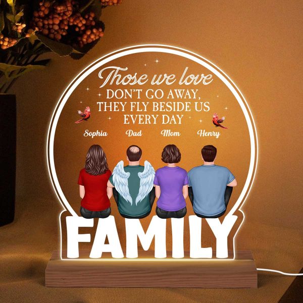 Family Back View Sitting Personalized Custom Shape Acrylic Plaque With LED Night Light Sale - Image 2