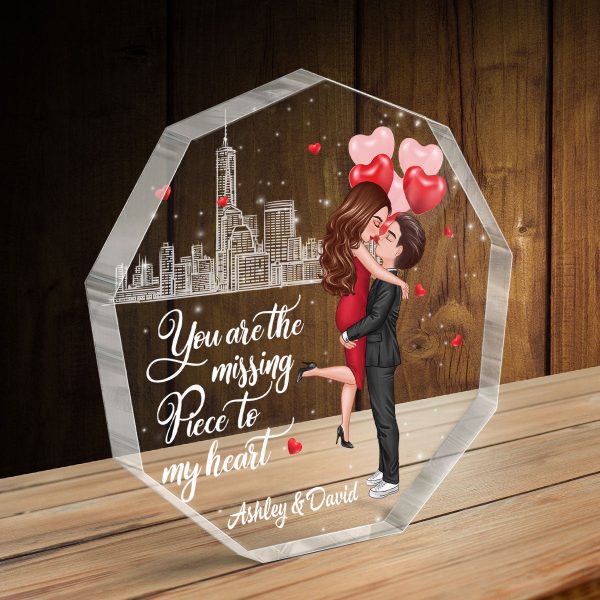 The Missing Piece To My Heart Personalized Nonagon Acrylic Plaque - Valentine‘s Day Gift For Him, Gift For Her Supply - Image 4