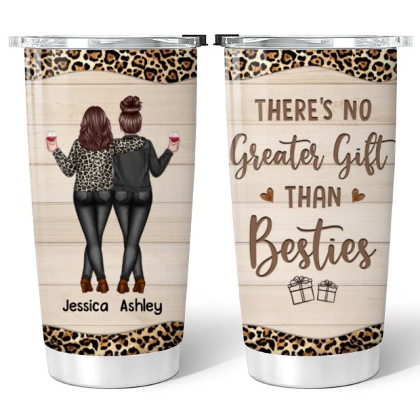 Back View Besties Gift For Best Friends Leopard Personalized Tumbler Discount - Image 5