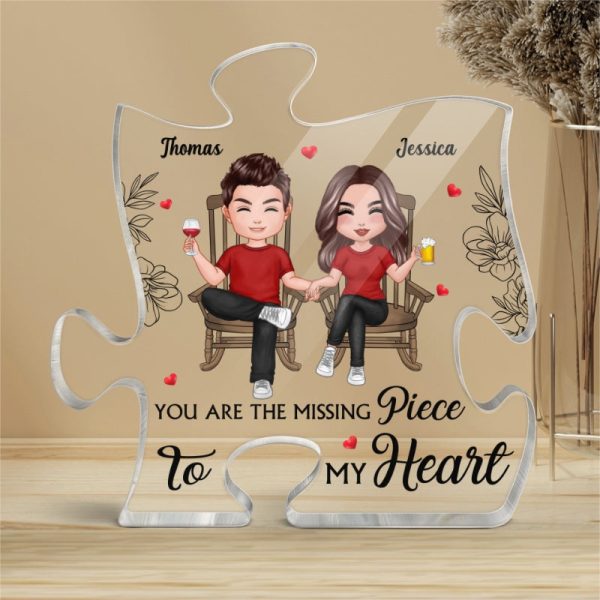 Doll Couple Sitting Front View Personalized Puzzle Acrylic Plaque - Gift For Him Gift For Her Online - Image 4