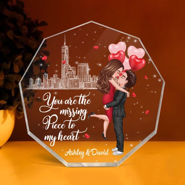 The Missing Piece To My Heart Personalized Nonagon Acrylic Plaque - Valentine‘s Day Gift For Him, Gift For Her Supply