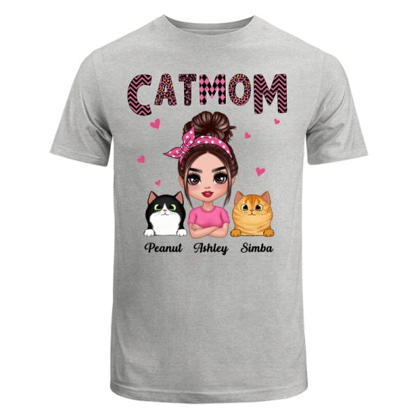 Doll Cat Mom Pink Pattern Gift For Cat Lovers Personalized Shirt Supply