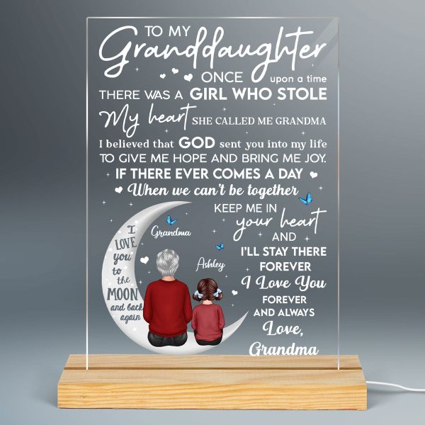 To My Granddaughter Grandma Personalized LED Night Light, Acrylic LED Lamp Online Sale - Image 2