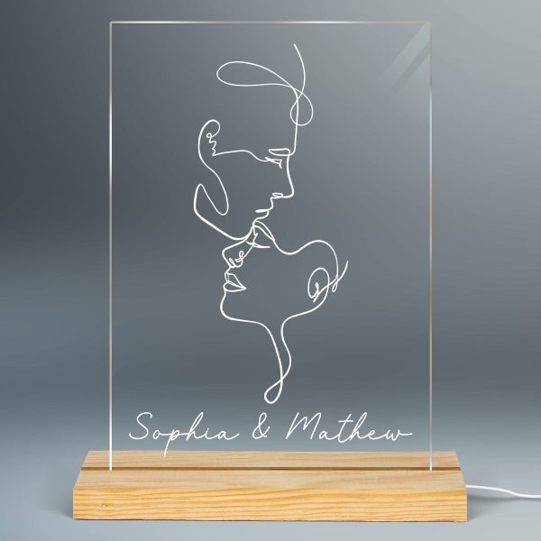 Couple Face Outline Personalized Rectangle Acrylic LED Lamp, LED Night Light, Gift For Him, Gift For Her Online Sale - Image 2