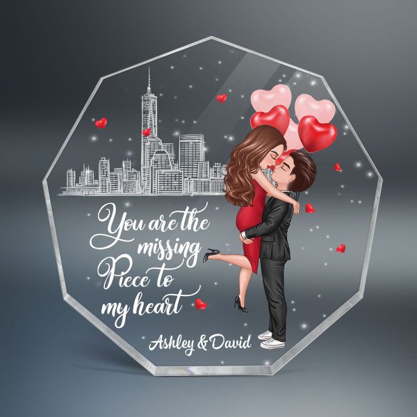 The Missing Piece To My Heart Personalized Nonagon Acrylic Plaque - Valentine‘s Day Gift For Him, Gift For Her Supply - Image 2
