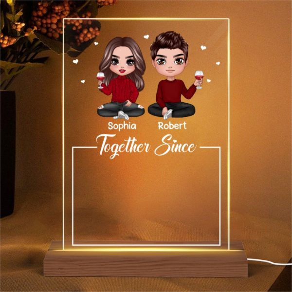 Doll Couple Sitting Together Since Personalized Acrylic Plaque LED Night Light - Anniversary Gift For Couple - Gift For Him Gift For Her For Cheap - Image 4