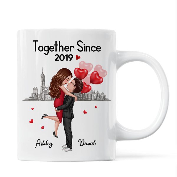 Hugging Doll Couple Anniversary Gift For Him Gift For Her Personalized Mug Hot on Sale