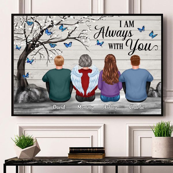 Butterflies Blossom Tree Family Sitting Memorial Remembrance Gift Personalized Horizontal Poster Sale - Image 2
