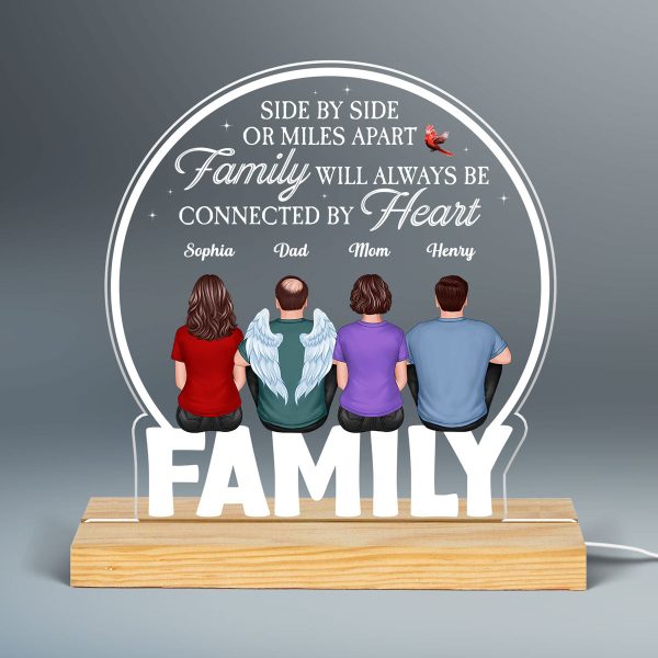 Family Back View Sitting Personalized Custom Shape Acrylic Plaque With LED Night Light Sale - Image 3