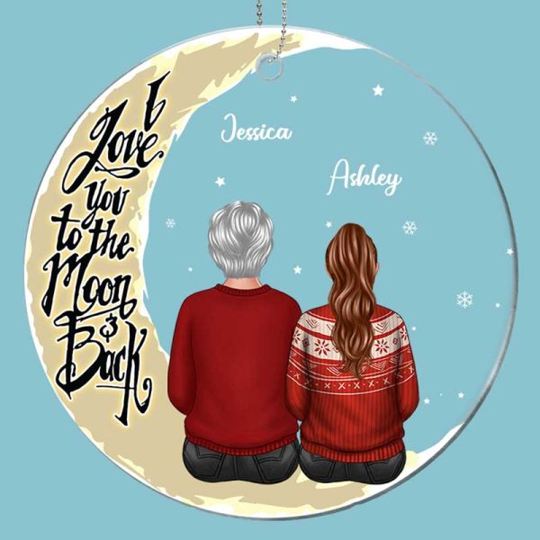 Grandma Adult Grandkids On Moon Personalized Acrylic Ornament Sale
