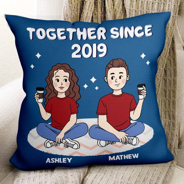 Cartoon Couple Sitting Gift For Him Gift For Her Personalized Pillow Hot on Sale - Image 2