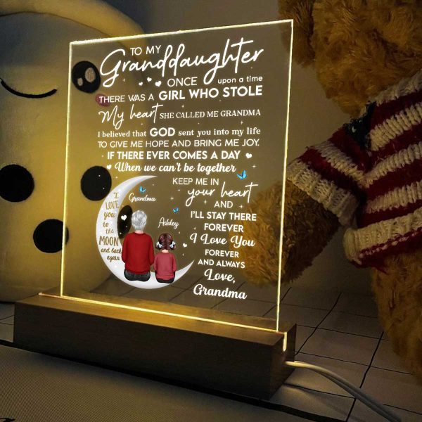 To My Granddaughter Grandma Personalized LED Night Light, Acrylic LED Lamp Online Sale - Image 3