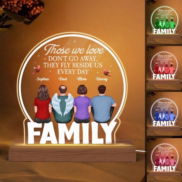 Family Back View Sitting Personalized Custom Shape Acrylic Plaque With LED Night Light Sale