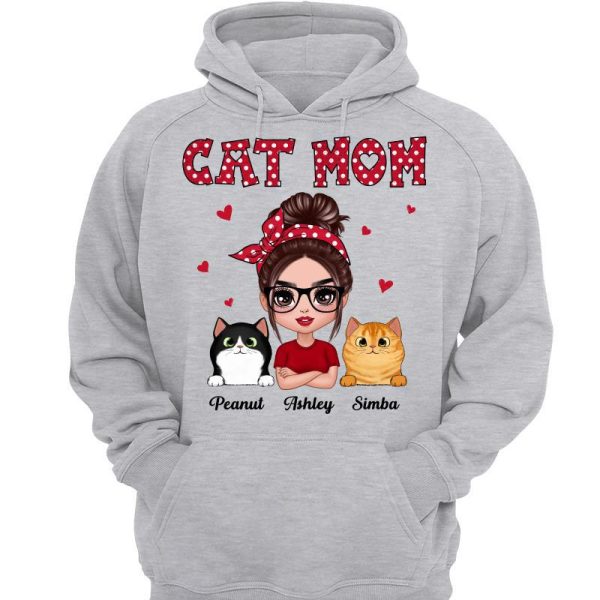Polka Dot Pattern Doll Cat Mom Gift For Cat Lovers Personalized Shirt Hot on Sale - Image 3