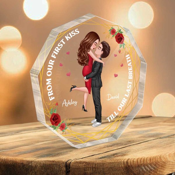 Doll Couple Holding Kissing Valentine‘s day Gift Personalized Nonagon Acrylic Plaque Cheap - Image 3