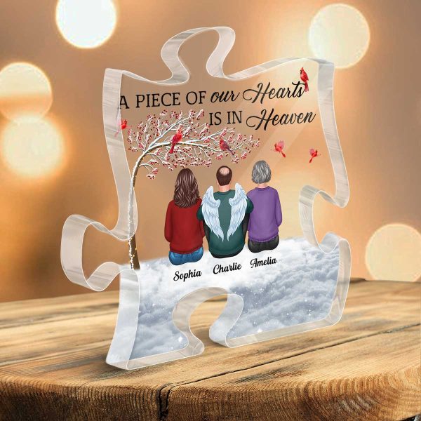 Family Sitting Memorial Remembrance Gift A Piece Of My Heart In Heaven Personalized Puzzle Acrylic Plaque on Sale - Image 3