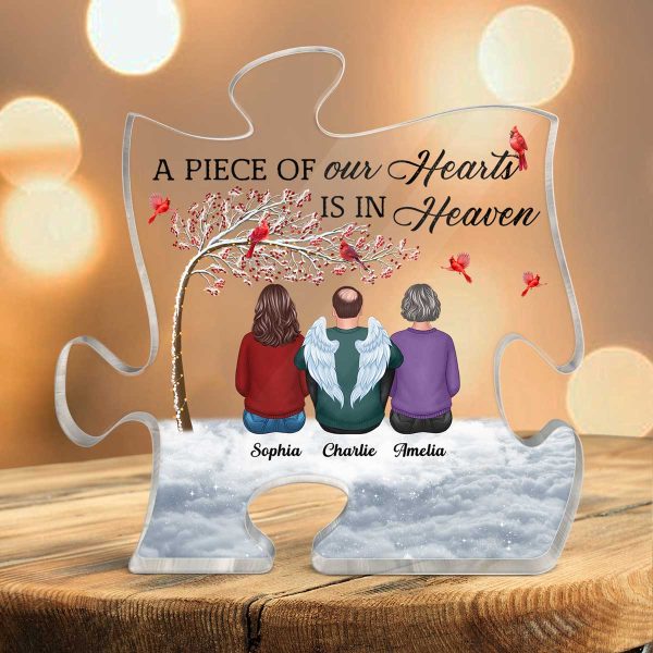 Family Sitting Memorial Remembrance Gift A Piece Of My Heart In Heaven Personalized Puzzle Acrylic Plaque on Sale