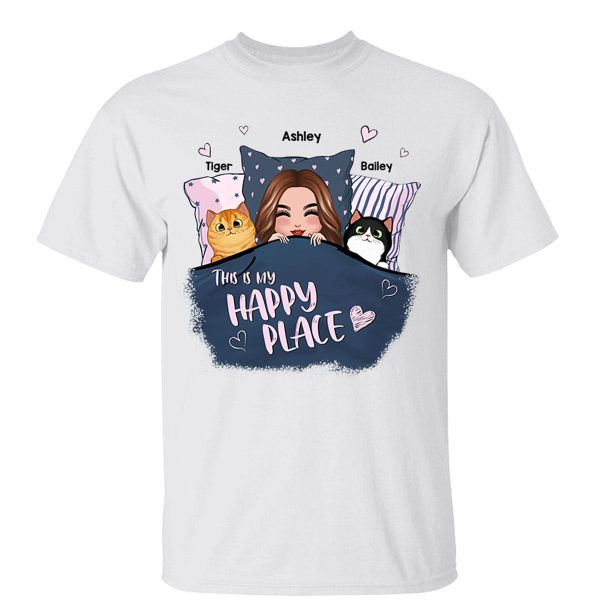 This Is My Happy Place Cat Mom Personalized Shirt on Sale - Image 2