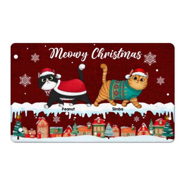 Christmas Fluffy Cats Walking Personalized Doormat Hot on Sale - Image 5