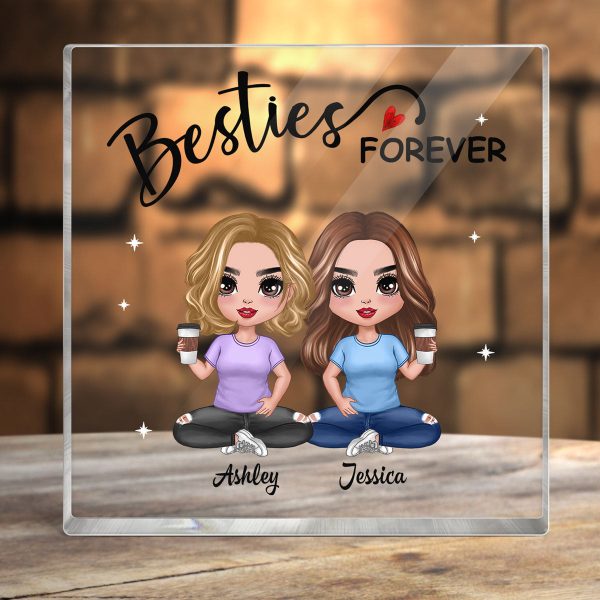 Besties Forever Doll Style Gift For Besties Sisters Personalized Acrylic Block Plaque For Sale - Image 3