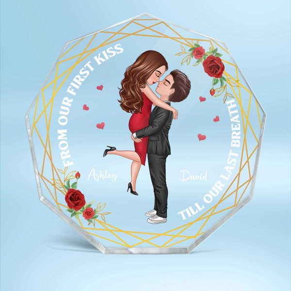 Doll Couple Holding Kissing Valentine‘s day Gift Personalized Nonagon Acrylic Plaque Cheap - Image 2
