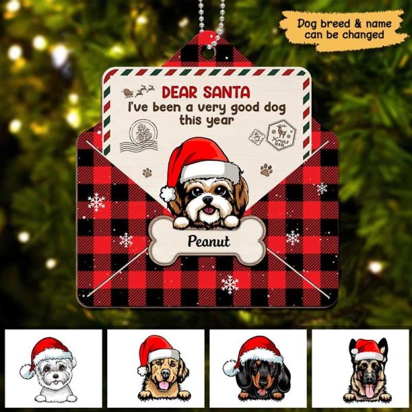 Dear Santa I‘m Good Dog This Year Christmas Envelope Personalized Wooden Ornament For Discount - Image 3