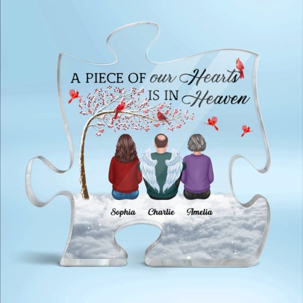 Family Sitting Memorial Remembrance Gift A Piece Of My Heart In Heaven Personalized Puzzle Acrylic Plaque on Sale - Image 4