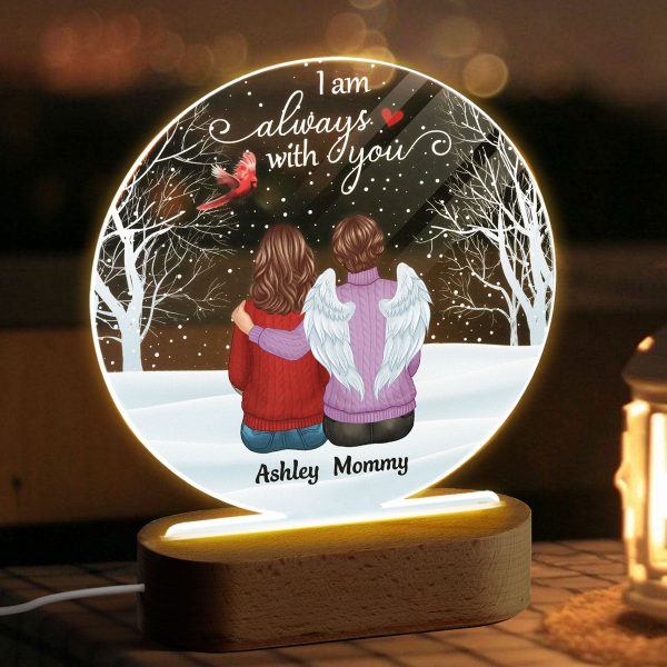 Cardinal Always With You Memorial Snow Personalized Circle Acrylic Plaque LED Lamp Night Light Discount - Image 3
