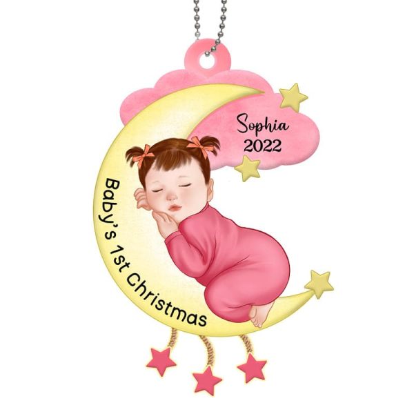 Newborn Baby Sleeps On Moon Personalized Acrylic Ornament Online