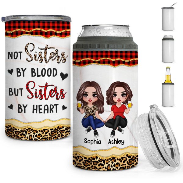 Leopard And Red Plaid Best Friends Personalized 4 In 1 Can Cooler Hot on Sale