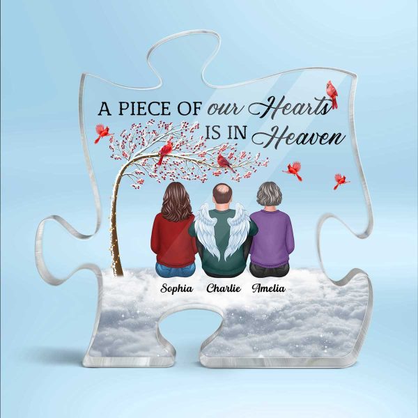 Family Sitting Memorial Remembrance Gift A Piece Of My Heart In Heaven Personalized Puzzle Acrylic Plaque on Sale - Image 2
